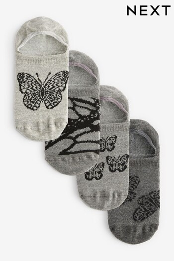 Monochrome Butterfly Invisible Socks 4 Pack (445267) | £10
