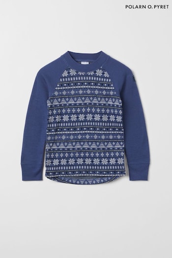 Polarn O Pyret Blue Merino Wool Thermal Top (445439) | £30