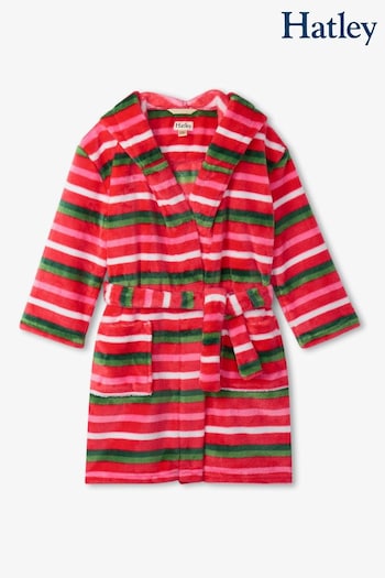 Hatley Green Candy Cane Striped Fleece Dressing Gown (445831) | £38