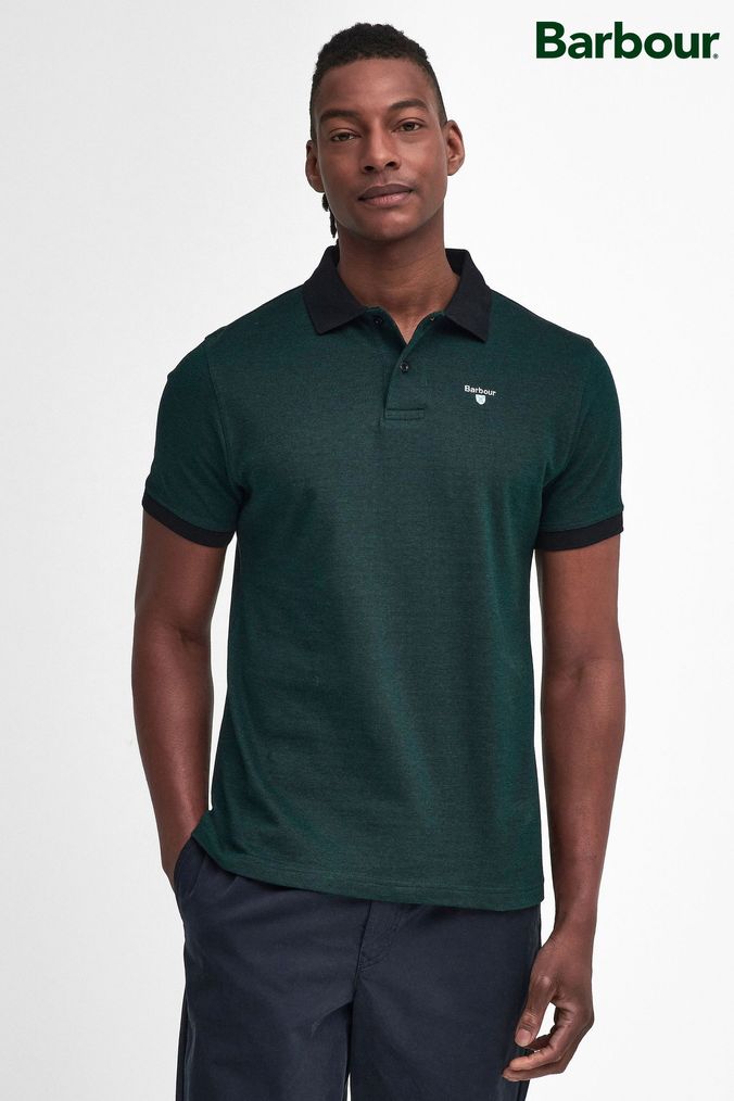 Buy Men s Polo Shirts Medium Barbour 100 Cotton Sportswear Online Polo Ralph Lauren player logo stripe t shirt in white french navy AyurvedicpointcongressShops
