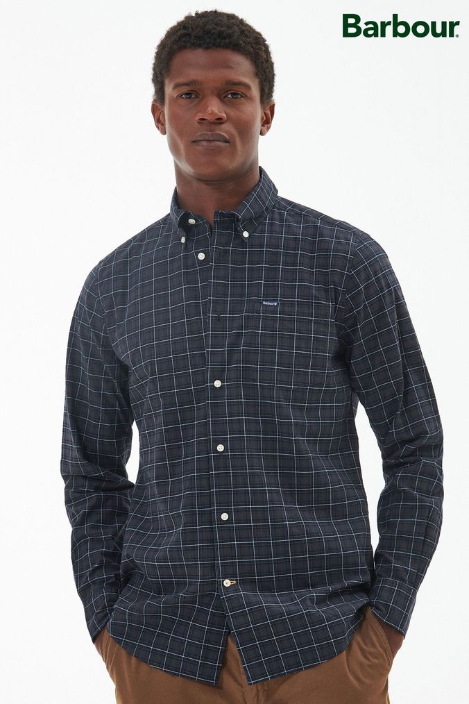 Black check shirt mens deals