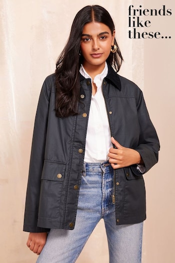 All Barker and Stonehouse Navy Blue Coated Jacket with Co-orduroy Collar (446959) | £69