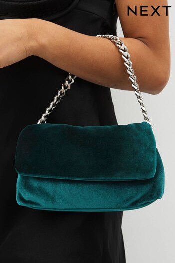 Teal Blue Velvet Chain Bag (447280) | £26