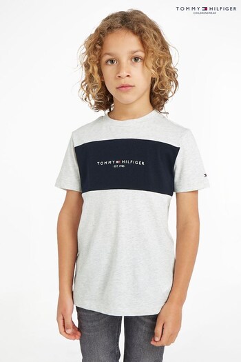 Tommy Hilfiger Boys Grey Essential Colourblock T-Shirt (447484) | £22 - £26