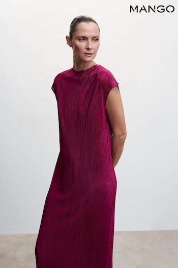 Mango Purple Pleated Satin Dress (447593) | £36