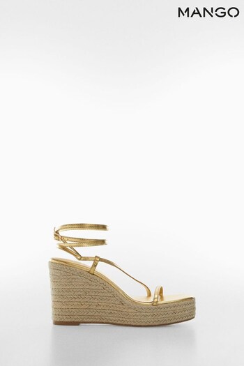 Mango Gold Metallic Wedge Sandals With Straps (447804) | £50
