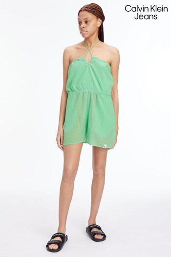 Calvin Klein Jeans Green Halterneck Crinkle Jumpsuit (447868) | £90