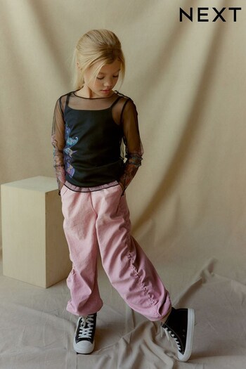 Pink Ruched Parachute Cargo Trousers (3-16yrs) (447892) | £17 - £22
