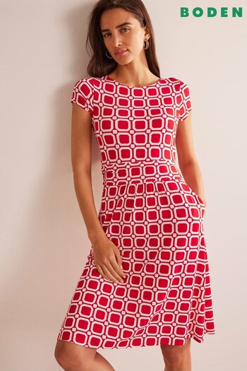 Boden Red Amelie Jersey Spot Dress (447900) | £55