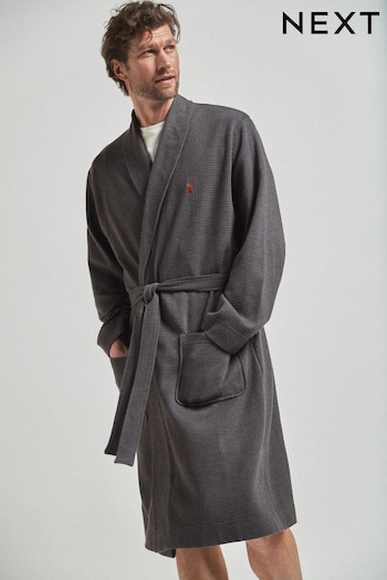 Charcoal Grey Personalised Lightweight Waffle Dressing Gown (447968) | £35.50