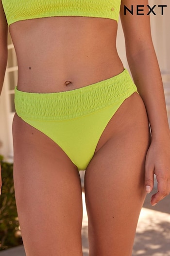 Lime Green Shirred High Leg Bikini Bottoms (448211) | £15