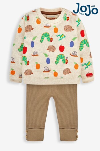 JoJo Maman Bébé Natural Hungry Caterpillar Print Sweatshirt & Trouser Set (448435) | £28