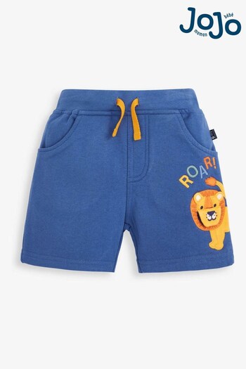 JoJo Maman Bébé Indigo Boys' Indigo Lion Appliqué Pet in Pocket Shorts (448481) | £16
