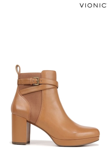 Vionic Leather Nella Ankle Brown Boots (448503) | £190
