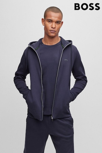BOSS Blue Curved Layered Logo Tracksuit Zip Throught Hoodie (448600) | £169