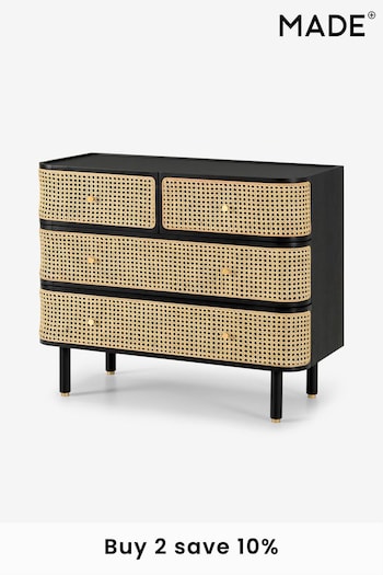 MADE.COM Black Stain Oak and Rattan Ankhara Chest of Drawers (448702) | £799