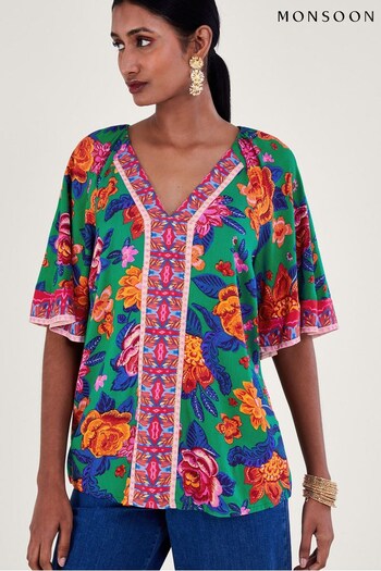 Monsoon Floral Print Top in LENZING™ ECOVERO™ (448737) | £55