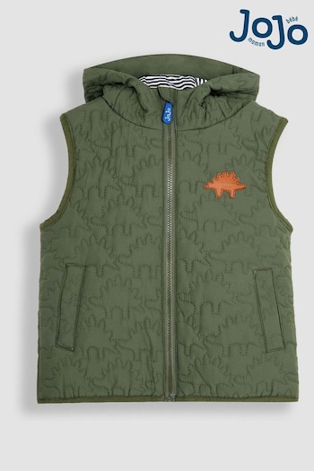 A-Z Boys Brands Khaki Dinosaur Quilted Puffer Gilet (448840) | £35.50