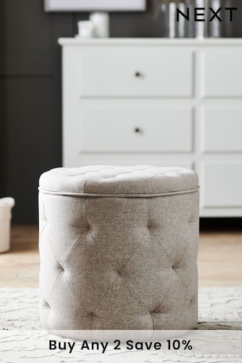 Wool Blend Natural Stone Hartford Upholstered Storage Footstool (449270) | £130