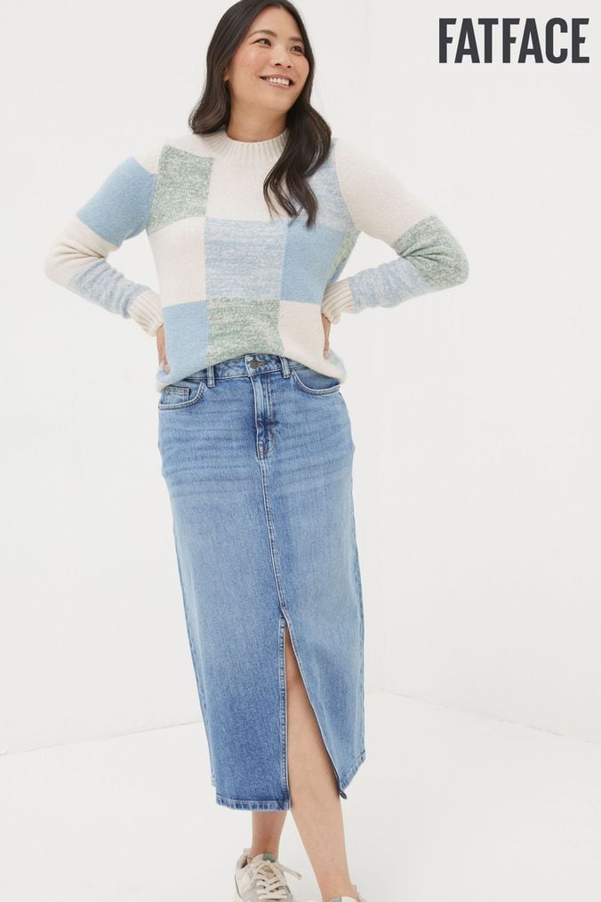 Fatface blue pleated water lilies skirt top