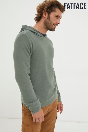 FatFace Green Berwick Washed Knitted Hoodie (449278) | £55