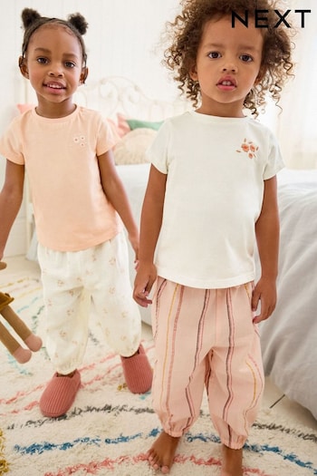 Pink/Cream Woven Bottom Pyjamas 2 Pack (9mths-12yrs) (449585) | £22 - £31