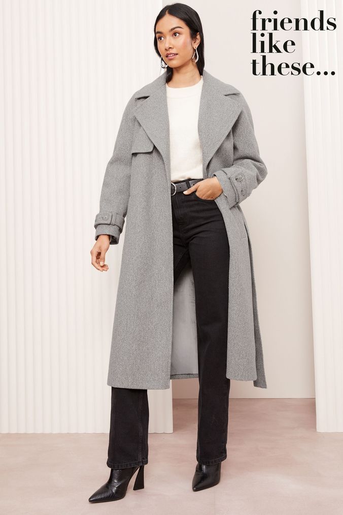 Women s Grey Woolen Coats Jackets Next Official Site