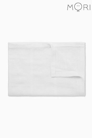 MORI White Soft Cotton & Bamboo Cellular Baby Blanket (449904) | £19.50