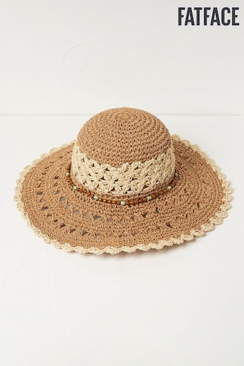 FatFace Natural Crochet Straw Sun Hat (450120) | £25