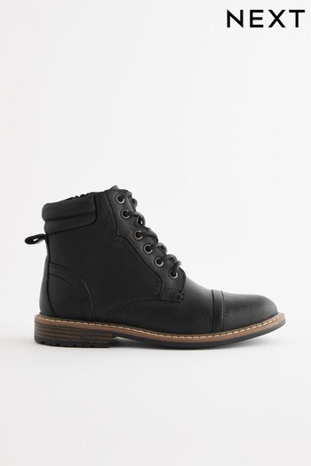 Black Smart Toe Cap Lace-Up Boots (450161) | £32 - £39