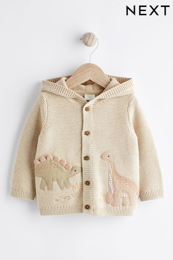Grey/Black Dinosaur Knitted Baby Cardigan (0mths-2yrs) (450618) | £18 - £20