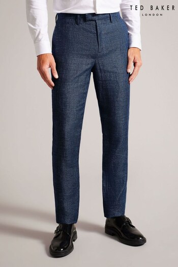 Ted Baker Blue Taylort Slim Linen Wool Trousers (450643) | £150