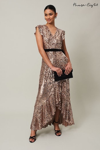 Phase Eight Silver Enja Sequin Maxi Dress (450672) | £229