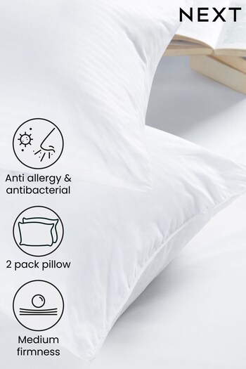 Medium Set of 2 Anti Allergy and Antibacterial Pillows (450850) | £20