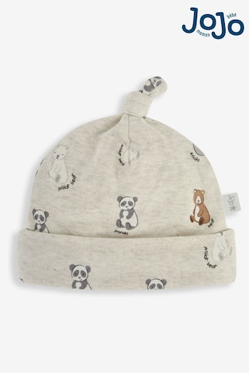 JoJo Maman Bébé Stone Bear Print Cotton Baby Hat (450911) | £5