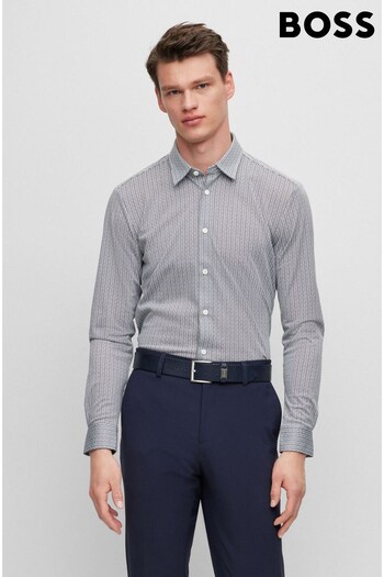 BOSS Blue Patterned Roan Long Sleeve Shirt (450949) | £119