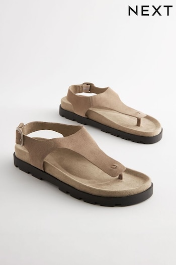 Neutral Leather Toe Thong Footbed Sandals (451183) | £36