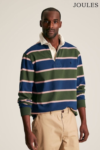 Joules Onside Green/Navy Striped Rugby Shirt (451419) | £59.95