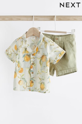 Orange Print Baby Shirt And Short Set (0mths-3yrs) (451522) | £20 - £22