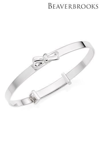 Beaverbrooks Children’s Mini B Silver Diamond Bow Bangle (451557) | £115