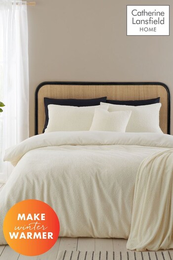 Catherine Lansfield Cream Cosy Textured Soft and Warm Duvet Cover Set (451630) | £25 - £40