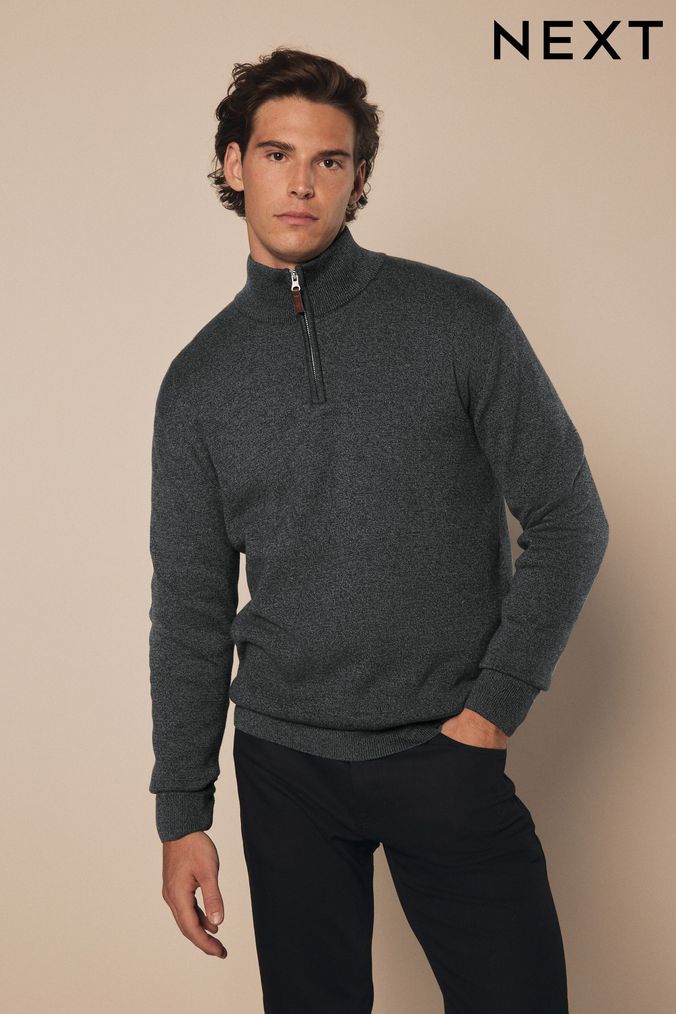 Men s Zip Neck Jumpers Zip Neck Sweaters Next UK