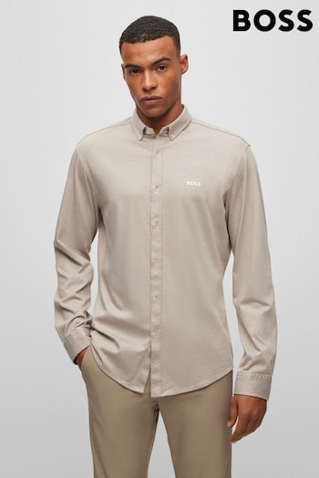 BOSS Beige Biado Long Sleeve Jersey Shirt (451707) | £119
