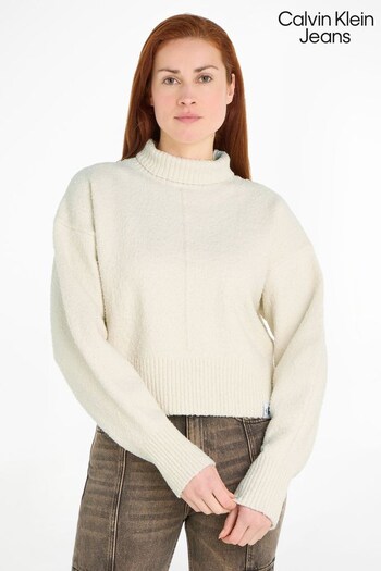 Calvin Button Klein Jeans Cream High Neck Sweater (451754) | £110