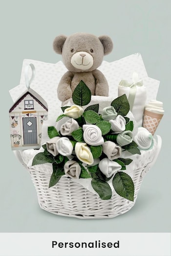 Babyblooms White Charlie Bear's New Baby Gift Basket (451874) | £130