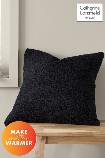 Catherine Lansfield Black Cosy Boucle Soft and Warm Cushion (451955) | £16