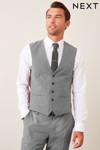 Light Grey Wool Mix Textured Suit Waistcoat (452063) | £50