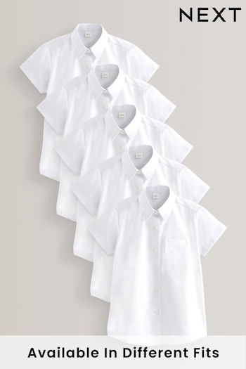 White 5 Pack Short Sleeve School Schumacher Shirts (3-18yrs) (452071) | £21 - £35