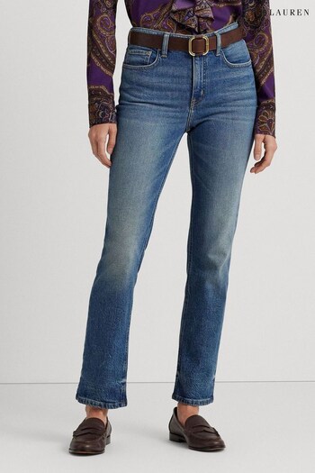 Lauren Ralph Lauren Blue High Rise Straight Ankle Jeans (452111) | £159