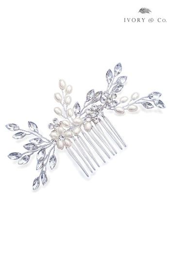 Ivory & Co Silver Pearl Shimmer Crystal Encrusted Comb (452407) | £35